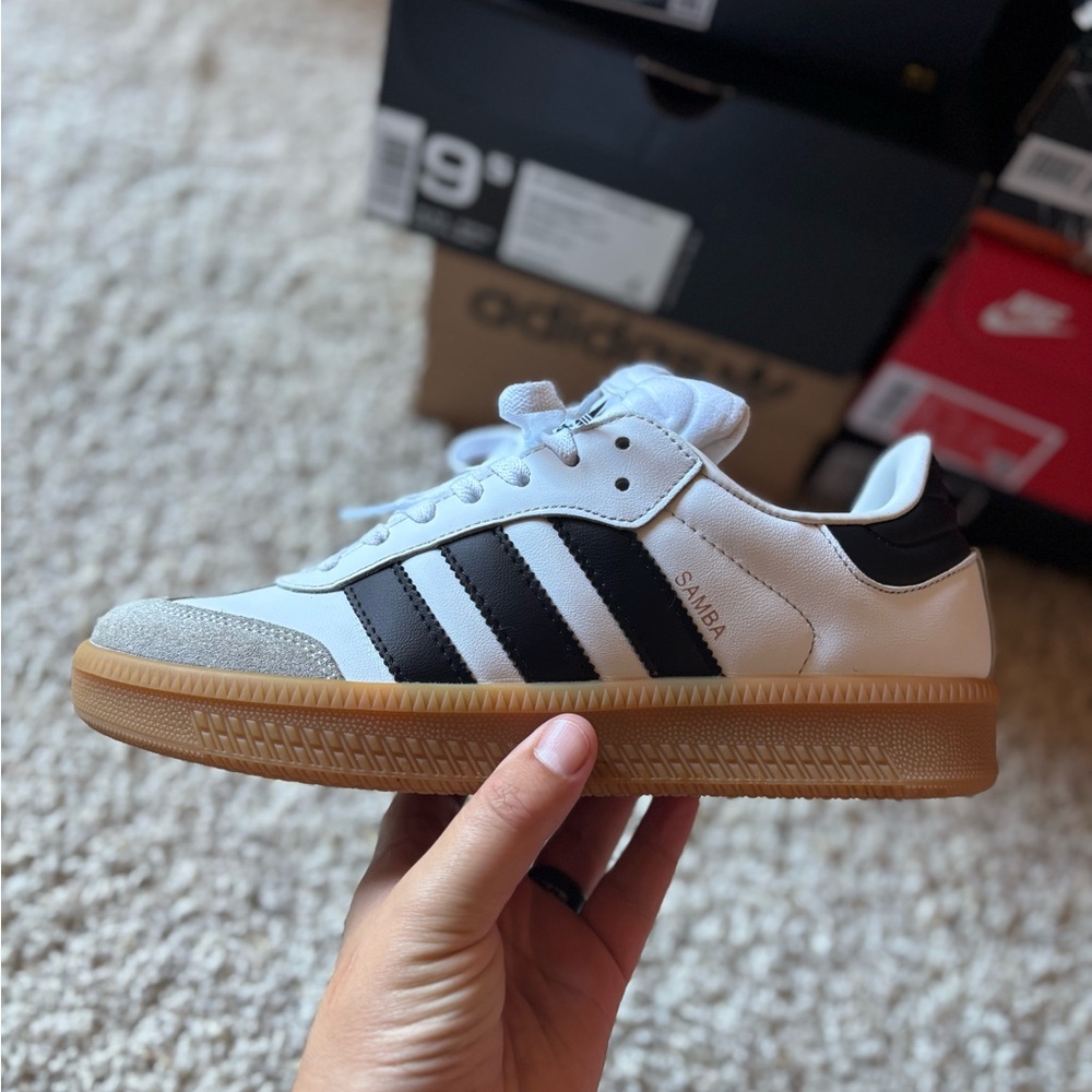 Adidas Samba White and Black with Gum Sole - Picture 1 of 10